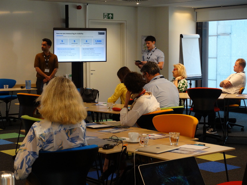 Alex Lopez and Kyle Grizzell presenting at BlueSky Media Connect Brussels