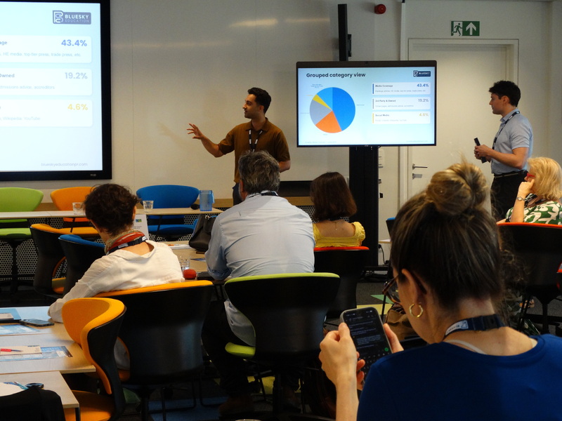 Kyle Grizzell and Alex Lopez presenting at BlueSky Media Connect Brussels