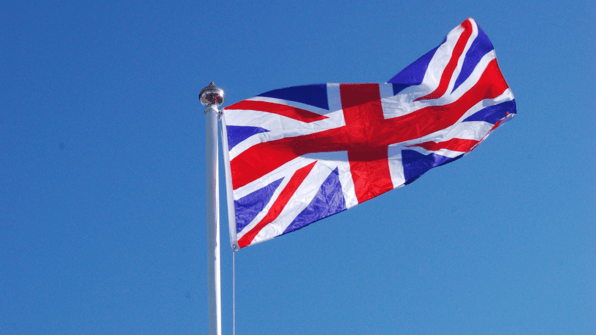 British flag in a blue sky
