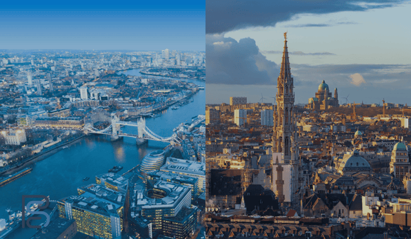 london and brussels skylines