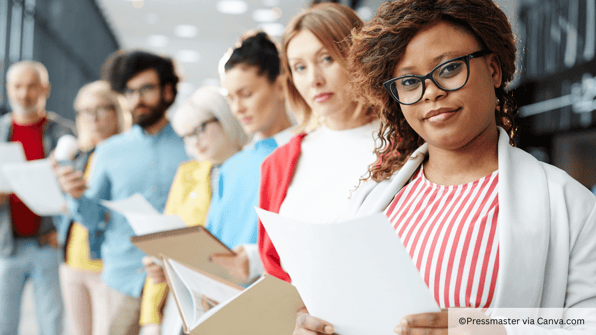 EMBA students standing in a line
