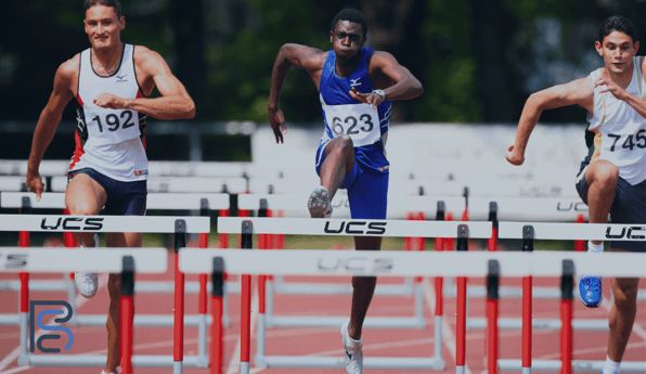 three men racing