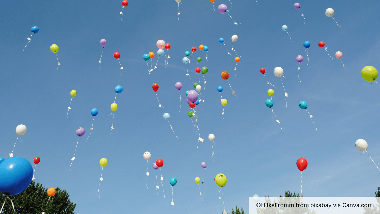 a blue sky full of balloons