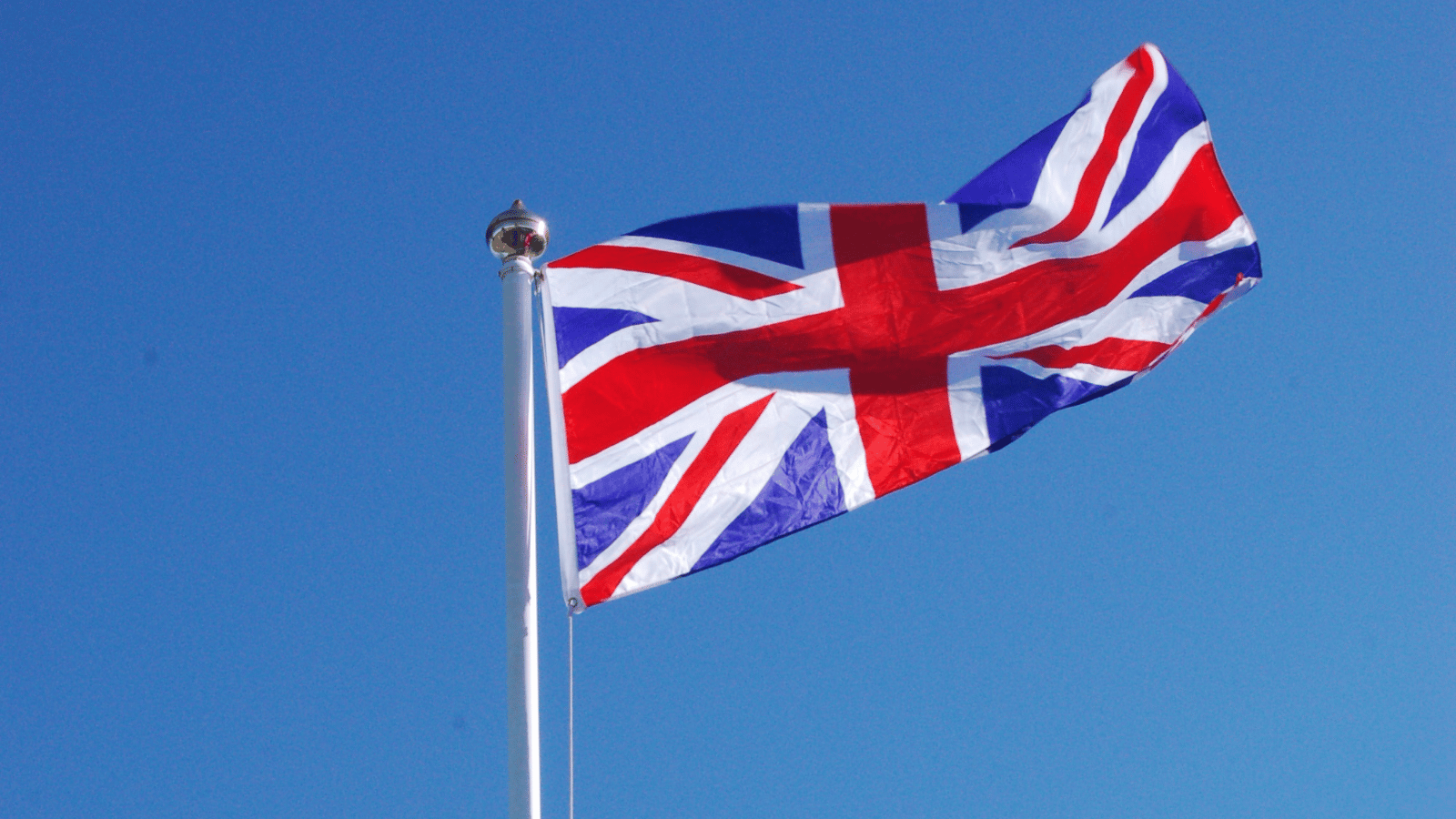 British flag in a blue sky