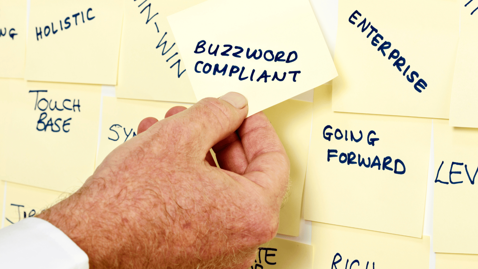 buzzwords on post it notes