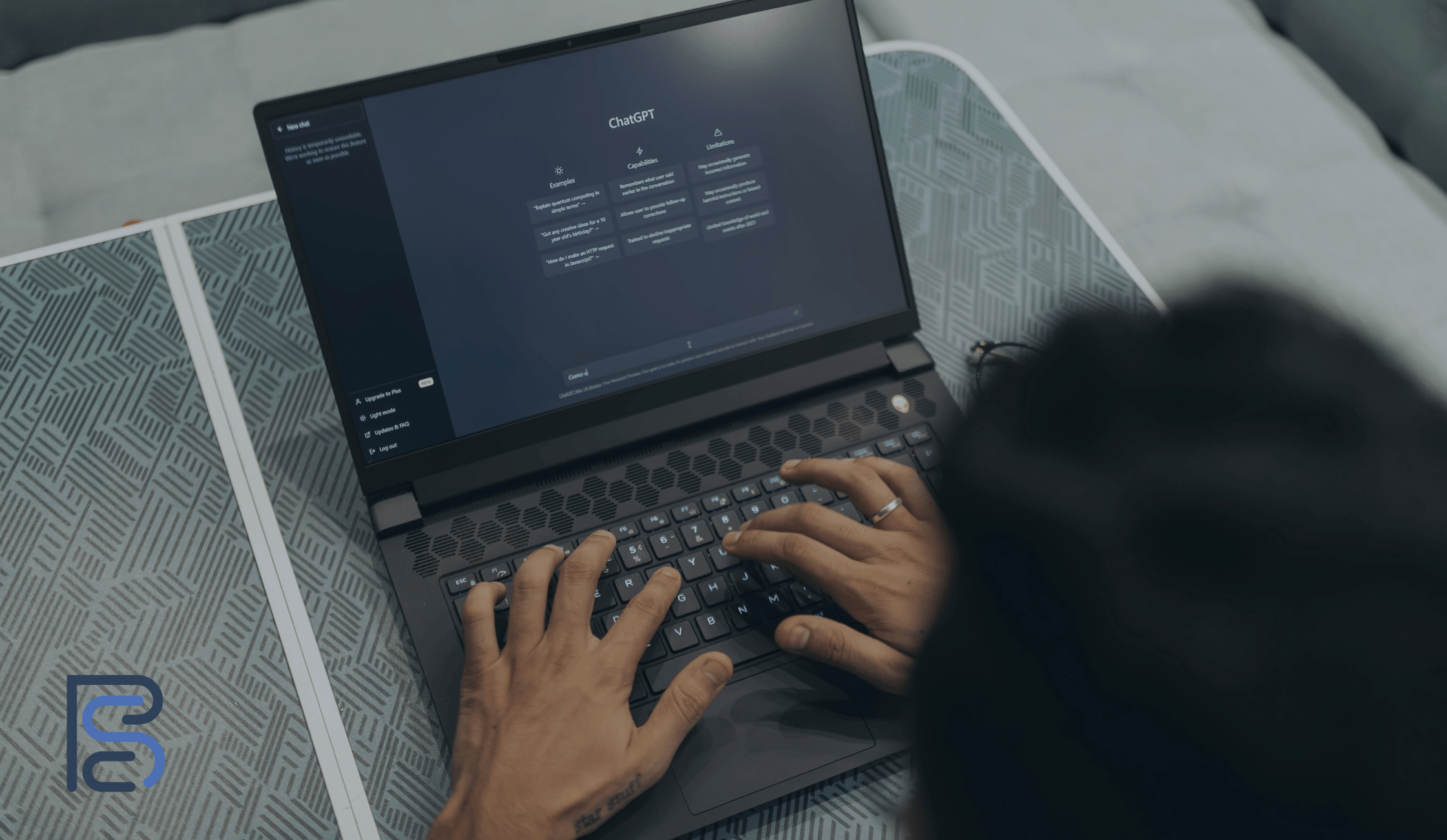 laptop with ChatGPT on screen