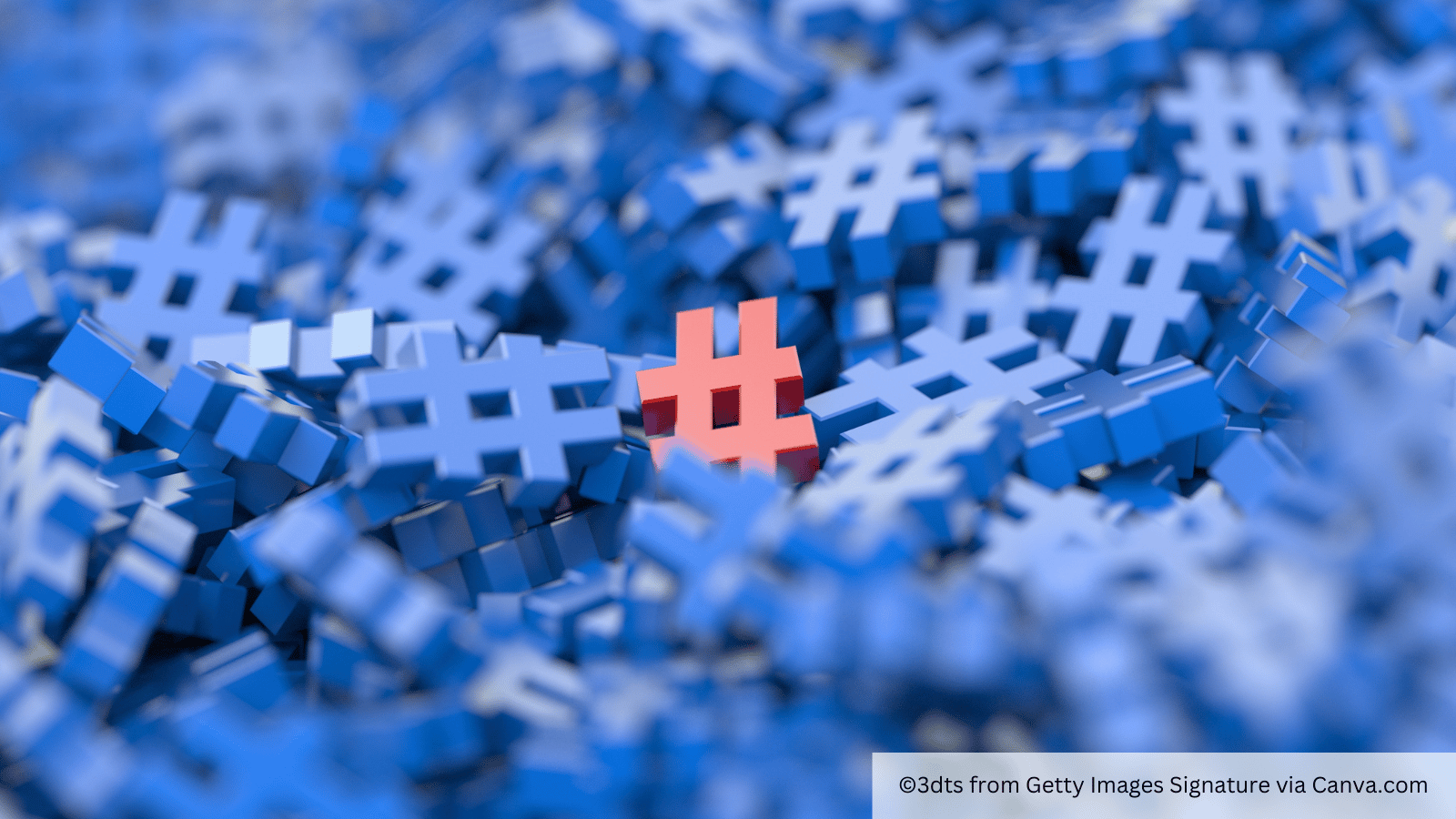 blue hashtags one red