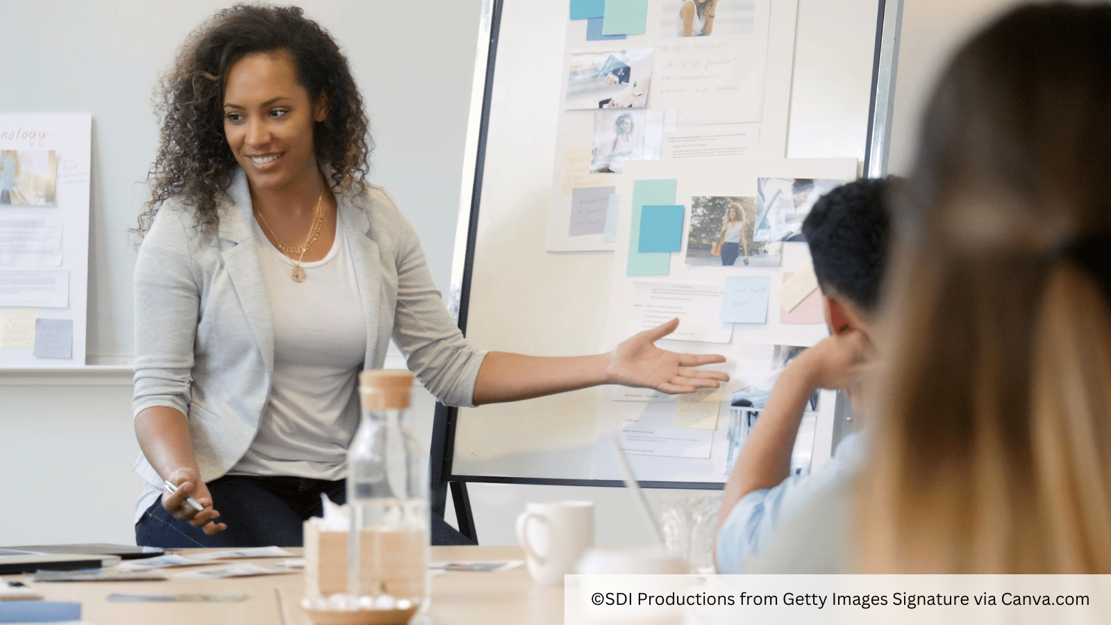 a woman making a pitch presentation